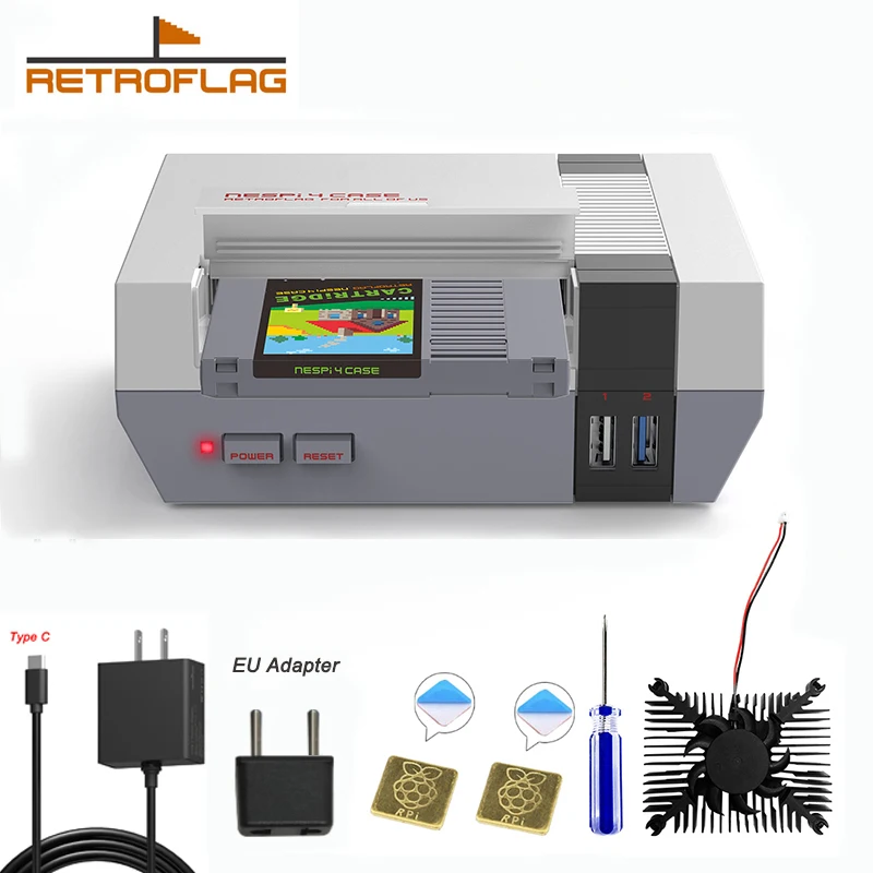 RETROFLAG NESPi 4 CASE Raspberry Pi 4 Case with SSD CASE Cooling Fan USB C Power