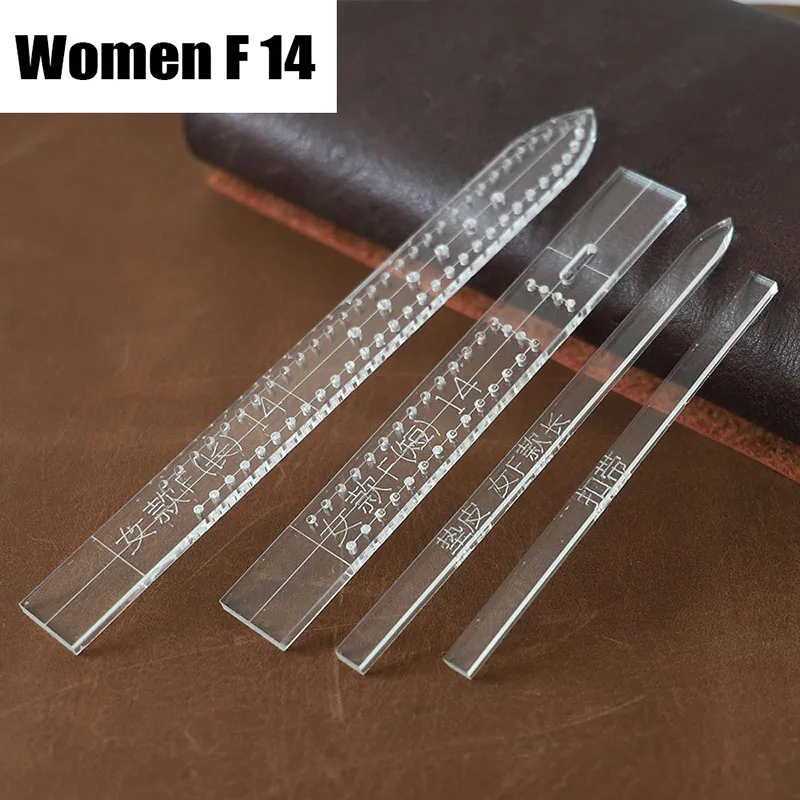 WOMEN-F14-1SET Кожаные инструменты для рукоделия прозрачный акриловый ремешок для часов шаблон для дома DIY принадлежности ремешок для часов форма для мужчин и женщин - Цвет: WOMEN-F14-1SET