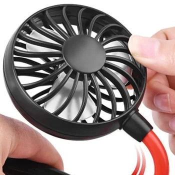 

White 2000 MAre USB Portable Fan Hands-Free Neck Fan Hanging Rechargeable Mini Sports Fans 3 Gears Air Conditioner Adjustable Ho