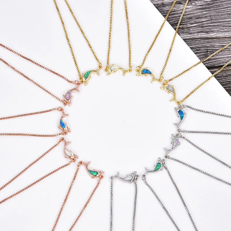 

KAMAF 1PCS batch or 4PCS mix and match marine series Dolphin Opal adjustable bracelet high quality lovers jewelry gift