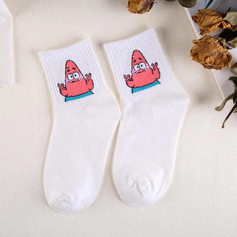 Gudetama носки теплые для женщин Аниме Хлопок Забавный Crew Sock милые Kawaii искусство Счастливый мультфильм Удобная уличная мода Патрик звезда - Цвет: 6