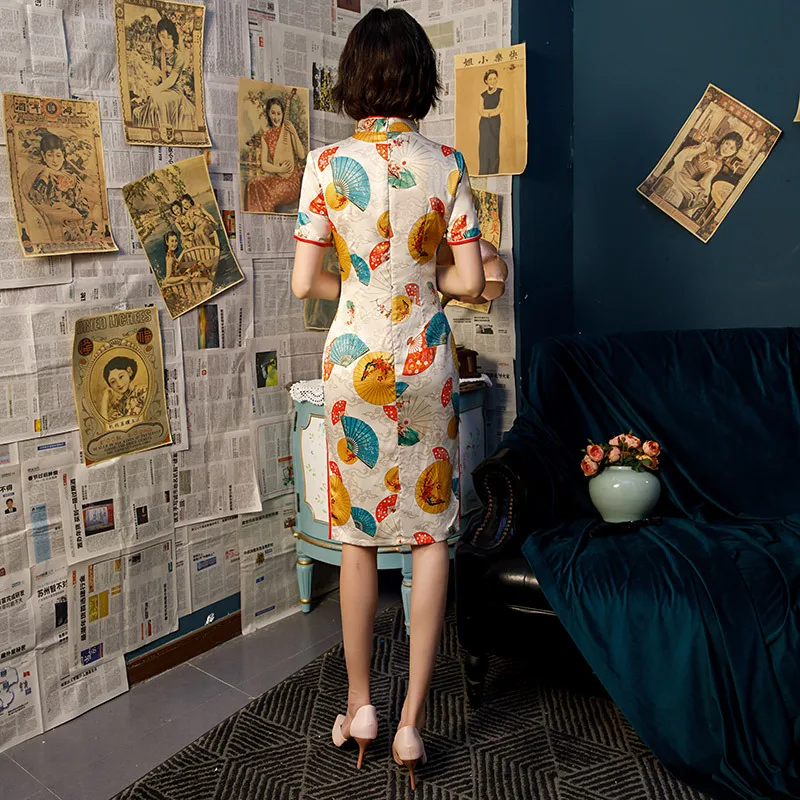 Мода Чонсам Китайский классический женский Qipao элегантный короткий рукав новинка платье Vestidos S-3XL