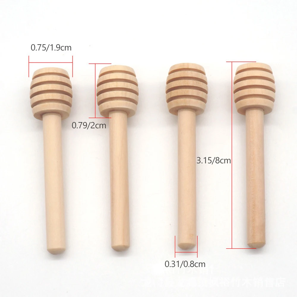 20/50/100pc Wood Honey Dipper Sticks Long Handle Honey Spoon Dipper Stick Individually Wrapped Server for Honey Jar Kitchen Tool