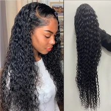 

36 38 40Inches 13X4.2 Curly Lace Front Human Hair Wigs Water Loose Deep Wave Lace Frontal Women Wet and Wavy Toupees For Black