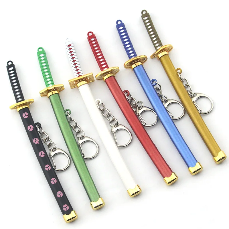 

One Piece Keychain Keyrings Roronoa Zoro Sword kitetsu Toy Model Metal Key Ring llaveros Key Chain Chaveiro Anime Jewelry