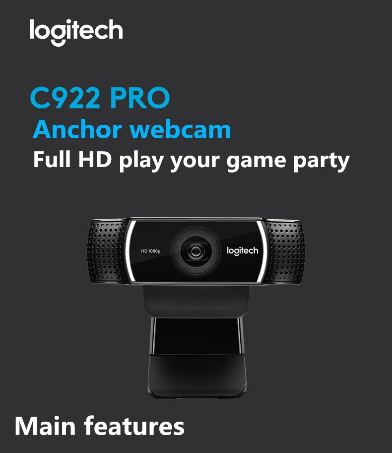 Logitech Pro C922 Автофокус встроенный поток веб-камера 1080p HD камера для потоковой записи