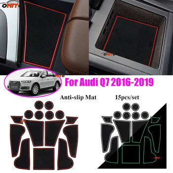 

15pcs/set For Audi Q7 2016-2019 Anti-slip Slot Gate Pad Covers Door Groove Pad Covers Dust-proof Cup Cushion Red/white/luminous