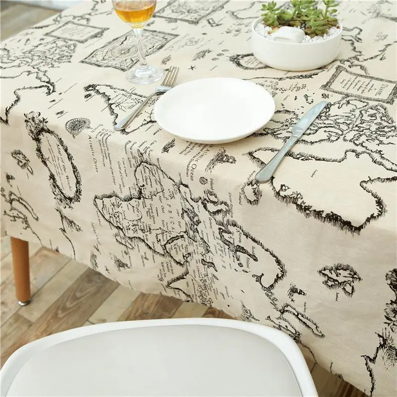  European Style World Map Table Cloth 140cmx250cm Rectangle Table Cover Tableclothes Home Fimaly Din