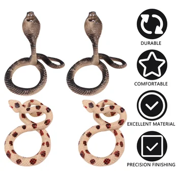 

4 Pcs Realistic Simulation Snake Model Plastic Cobra Figurine Model Coiled Prop