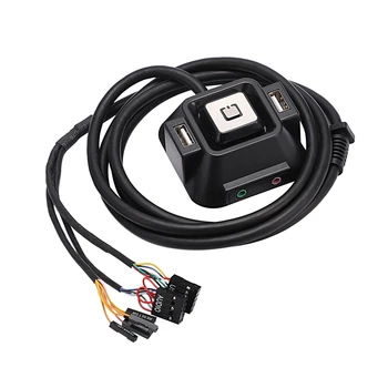 

1.2M Desktop Computer PC Case Power Supply On/Off Reset Button Switch Block Extender Cable with Dual USB Port Dual o Plug