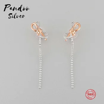 

PANDOO Fashion Charm Sterling Silver Original 1:1 Copy, Bow Element Gorgeous Charming Earrings Women Luxury Jewelry Gifts