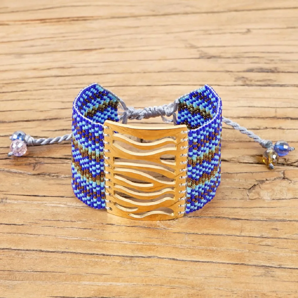 Go2boho богемные MIYUKI браслет женские небесно-голубые ювелирные изделия браслеты Pulseras Mujer Bileklik Instagram ручной работы ткацкие бусины - Окраска металла: MI-B190468B MIYUKI