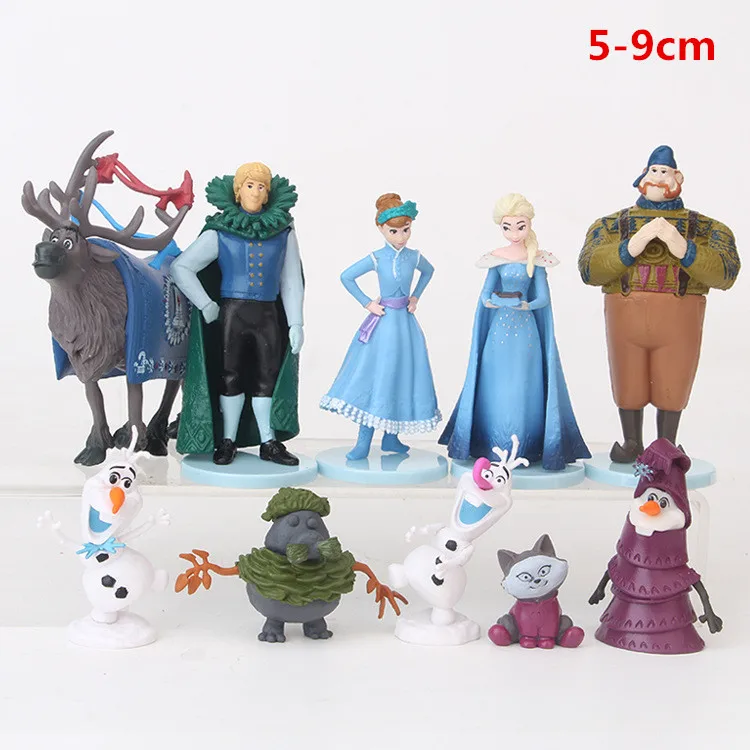 10 шт./компл. Frozen2 фигурки Анна Эльза Фигурки игрушки Снежная королева ПВХ Модель аниме игрушка Коллекция Ханс подарок для детей Детские игрушки - Цвет: 10pcs  5-9cm