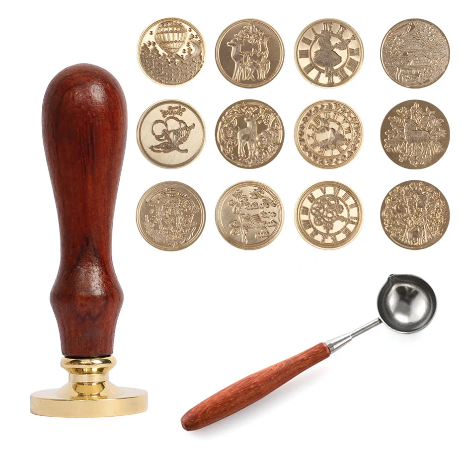 Antique Shape Sealing Wax Wood Stamp Handle Seal Stamps Invitation Decor 