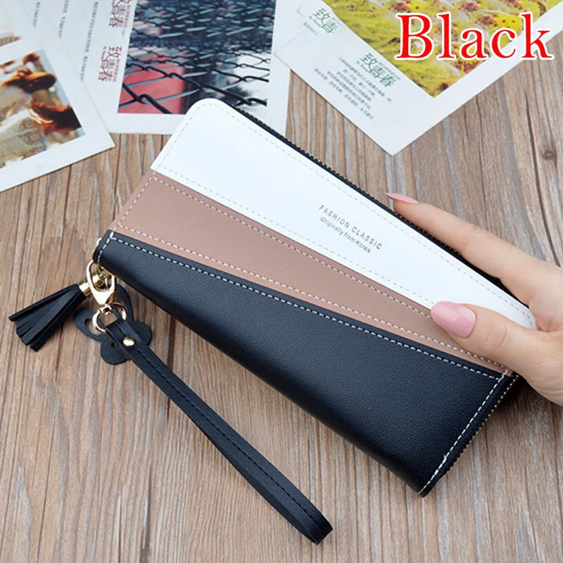 Black 1 Женский Длинный кошелек с милым бантом, портативный клатч, новинка, кошелек, держатель для карт, кошелек - Цвет: Black 1