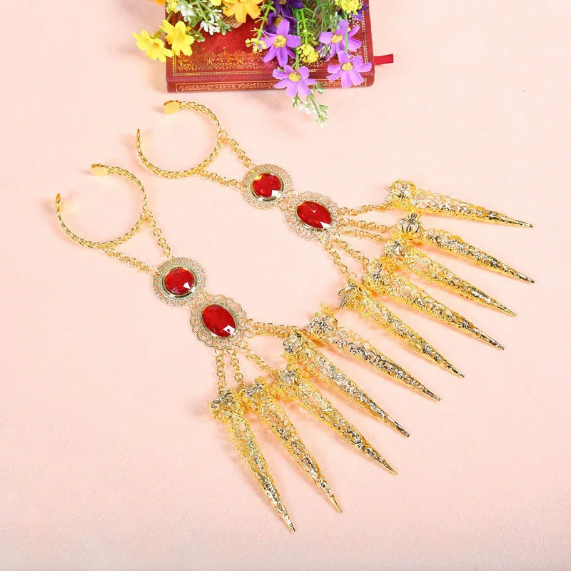 DJGRSTER Indian Jewelry Bracelets Thousands Hands Guanyin India Dancewear Bollywood Fingernail Accessories Dance Bracelets Gold (6)