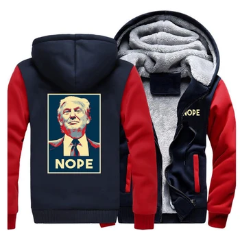 

Streetwear plus velvet padded sweatshirt 2020 Men trump print raglan hooded hoodie autumn winter warm comfortable casual jacket