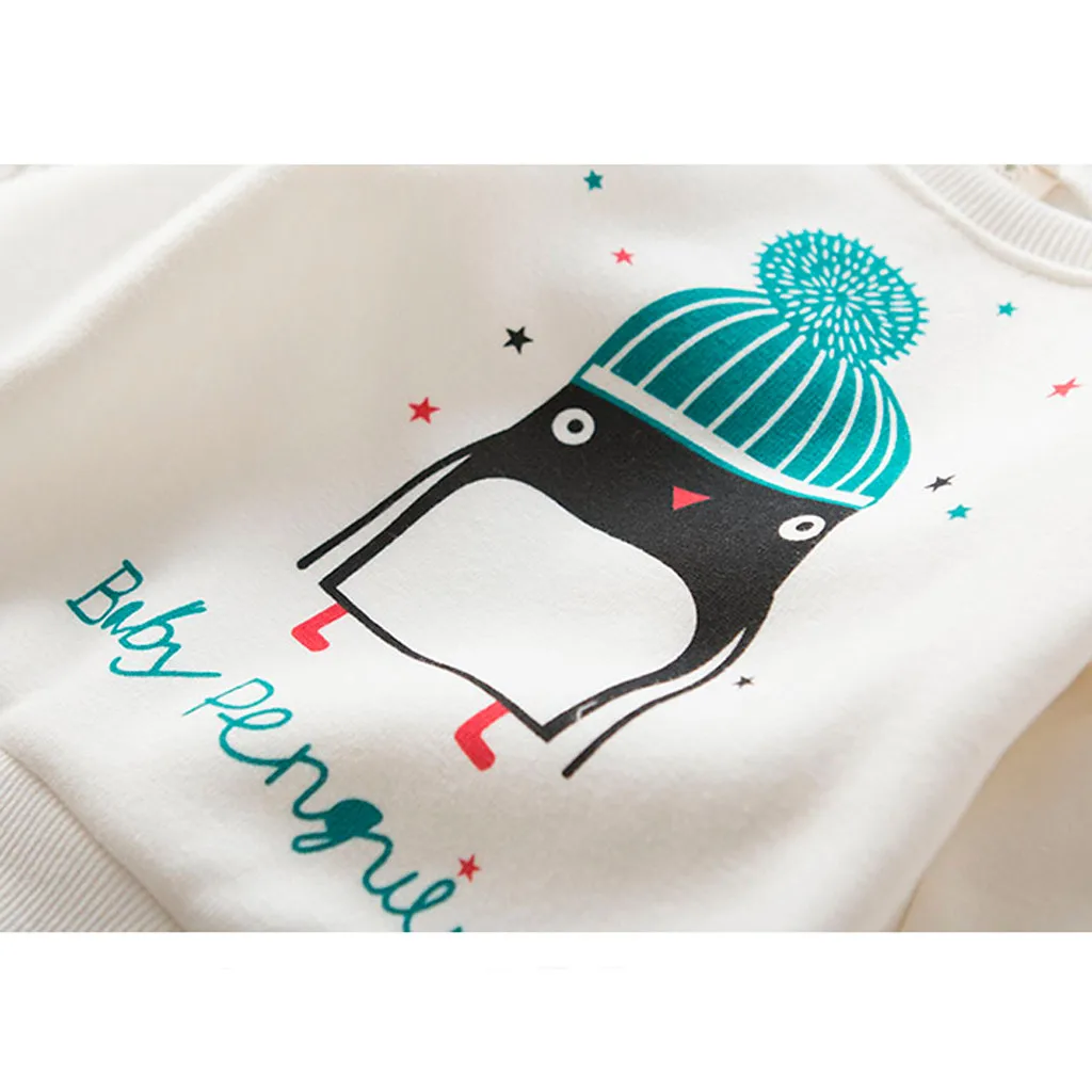Рождественский хлопковый свитер с пингвином; топы для новорожденных; одежда для маленьких девочек; зимние рождественские вечерние свитера с героями мультфильмов; одежда для маленьких мальчиков