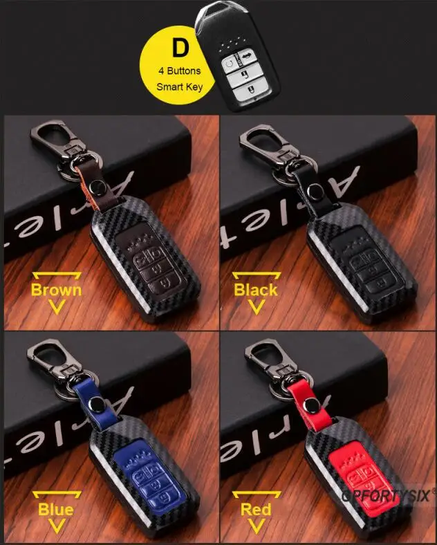 smart key D 402 Углеродное волокно автомобиль дистанционного ключа чехол, кожаный чехол для Honda Civic Accord Pilot City C-RV Odyssey XRV Vezel CRIDER Spirior - Название цвета: smart key D 402