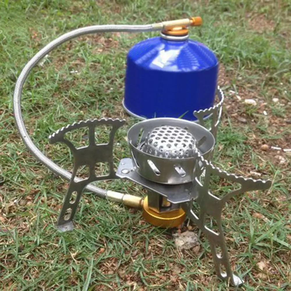 Windproof Outdoor Portable Foldable Gas Burner Camping Metal Stove Lighter Tourist Equipment