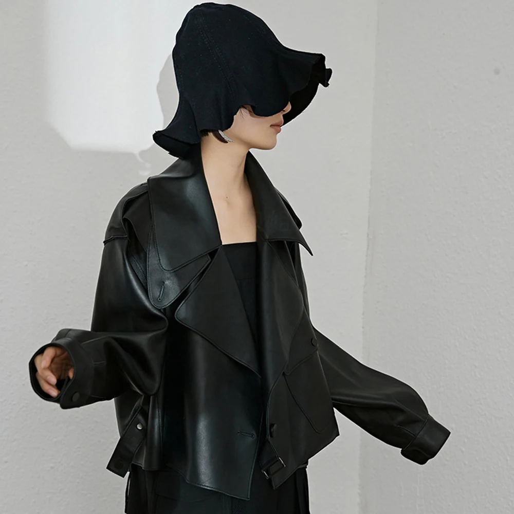 

2020 Spring Autumn New Fashion Handsome wild Classic Dark short Windbreaker Leather Jacket Women Mujer Chaqueta