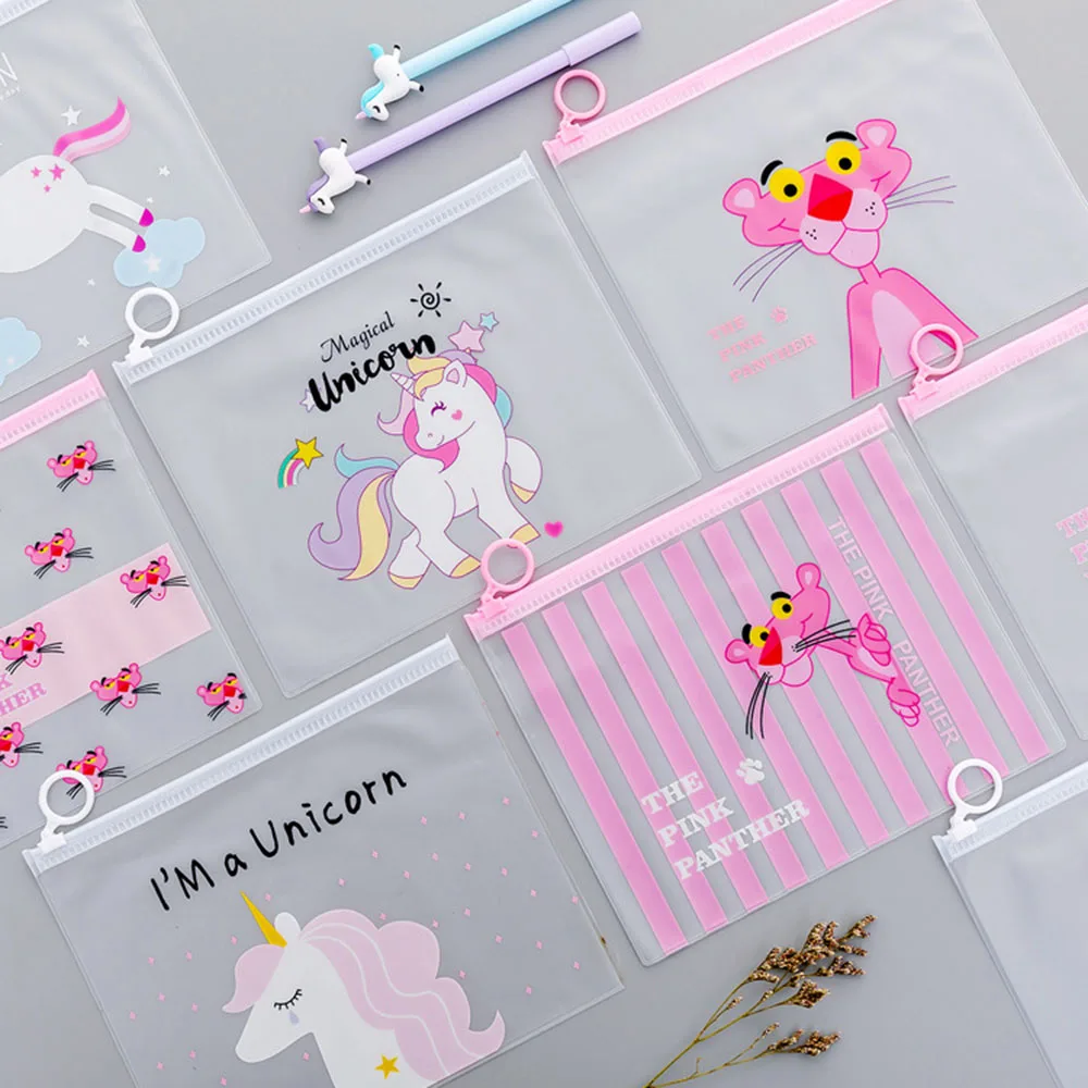 Элегантные женские прозрачные косметички милые розовые леопардовые единороги узор ПВХ органайзер для путешествий модные сумки для хранения файлов