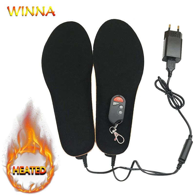

Electrically Heated Insoles with Remote Control Battery Powered for Women Shoes Winter Ski Ridding Camping Pads Size EUR 35-46#