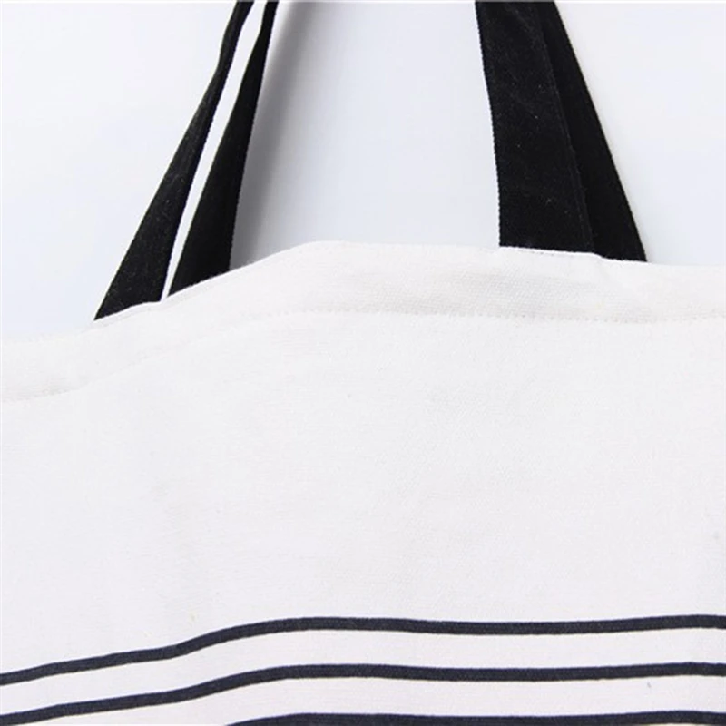 Katoen Streep Canvas Shopping Tote Schouder Защита окружающей среды Draagtas Eco herbroikbare Tas