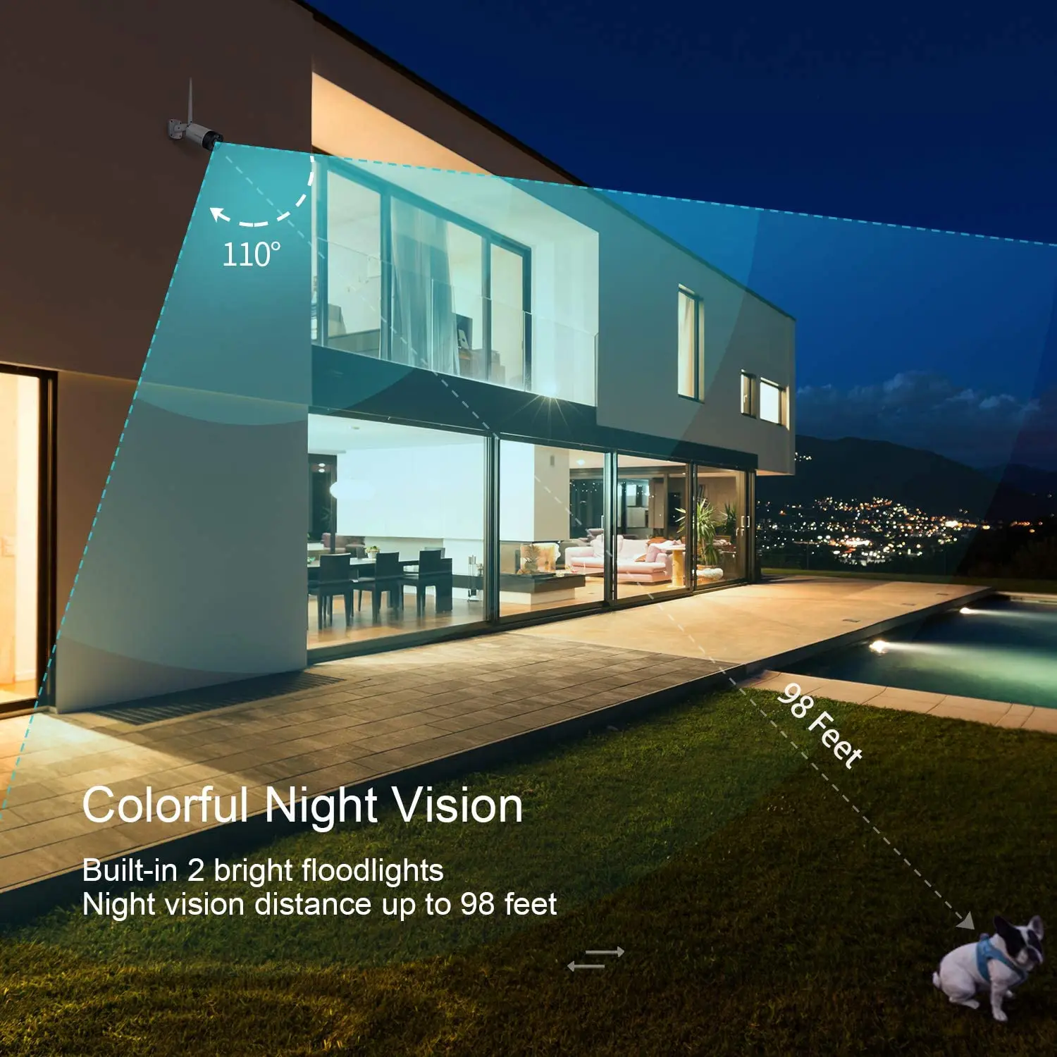 Motion Message Alerts HM311 Weatherproof Colored Night Vision HeimVision 3MP Outdoor Camera Wireless 1296P 2K Security Camera Outdoor with Floodlight 2-Way Audio Sound Human Detection Alarm