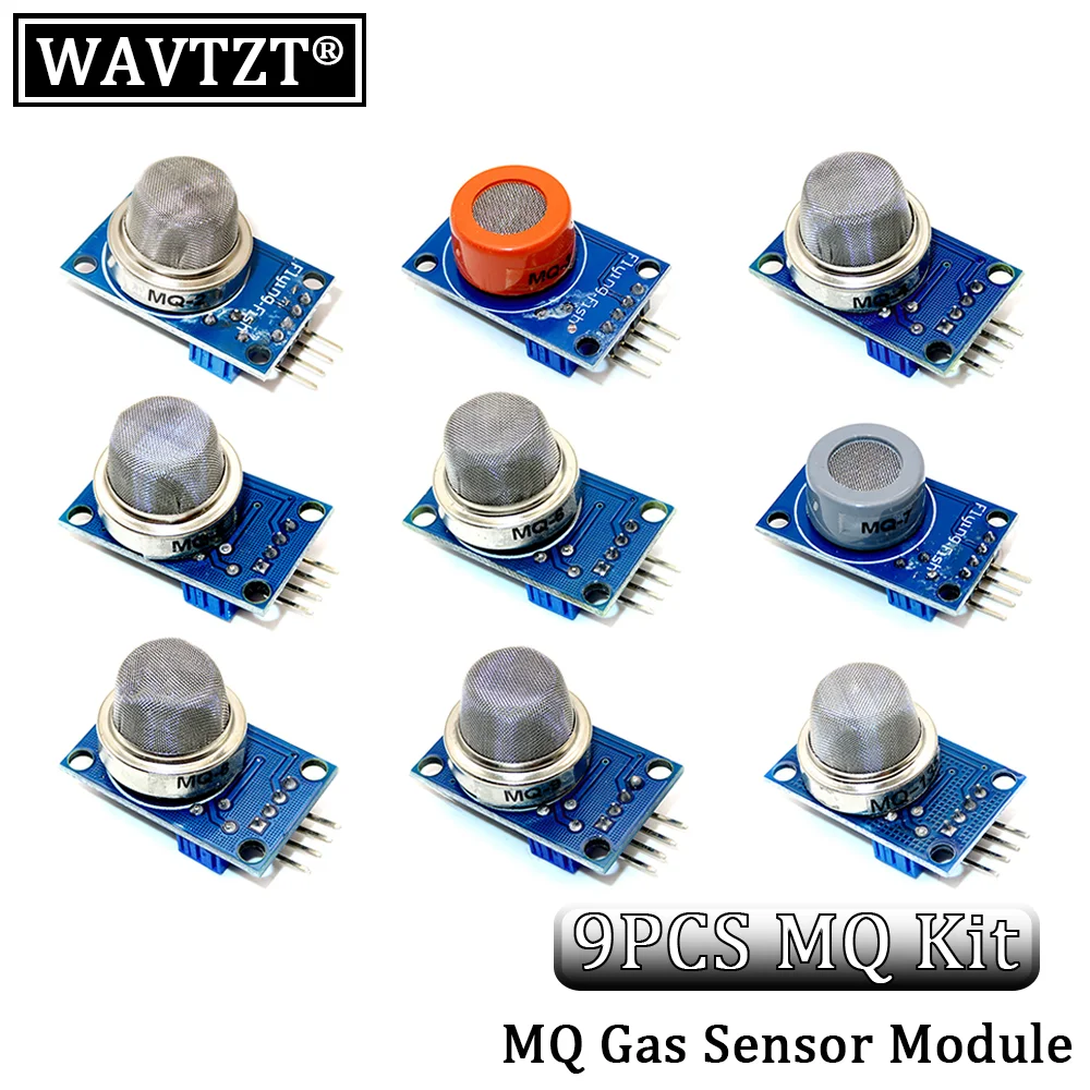 9pcs MQ-2 MQ-3 MQ-4 MQ-5 MQ-6 MQ-7 MQ-8 MQ-9 MQ-135 Smoke Detection liquefied Methane Gas Sensor Module for Arduino 