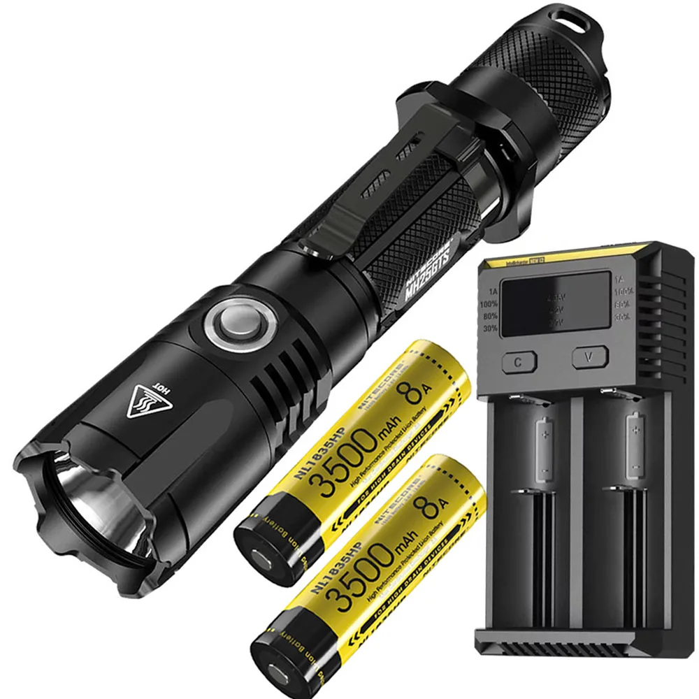 MH25GTS 35HP x 2 I2 NITECORE MH25GTS USB Перезаряжаемый фонарик комплект CREE XHP35 HD max 1800 люмен тактический фонарь 304 метра с батареей 18650 - Испускаемый цвет: MH25GTS 35HP x 2 I2