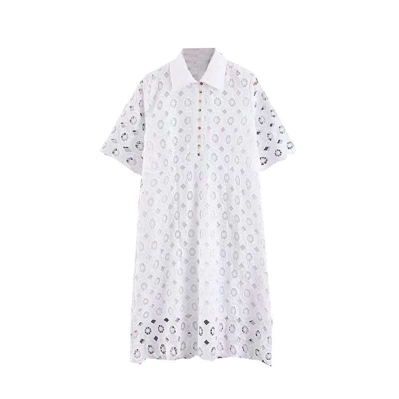 

Summer French Retro Fairy Immortal GIRL'S Dress Debutante Crochet Hollow out Slimming Lace Elegant Dress