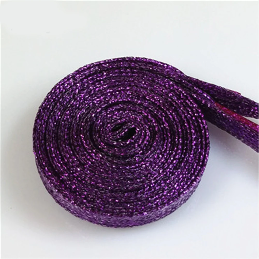 dark purple 1 пара блестящих золотых и серебряных спортивных кроссовок плоские шнурки обувные шнурки для шнуровки модные шнурки - Цвет: dark purple