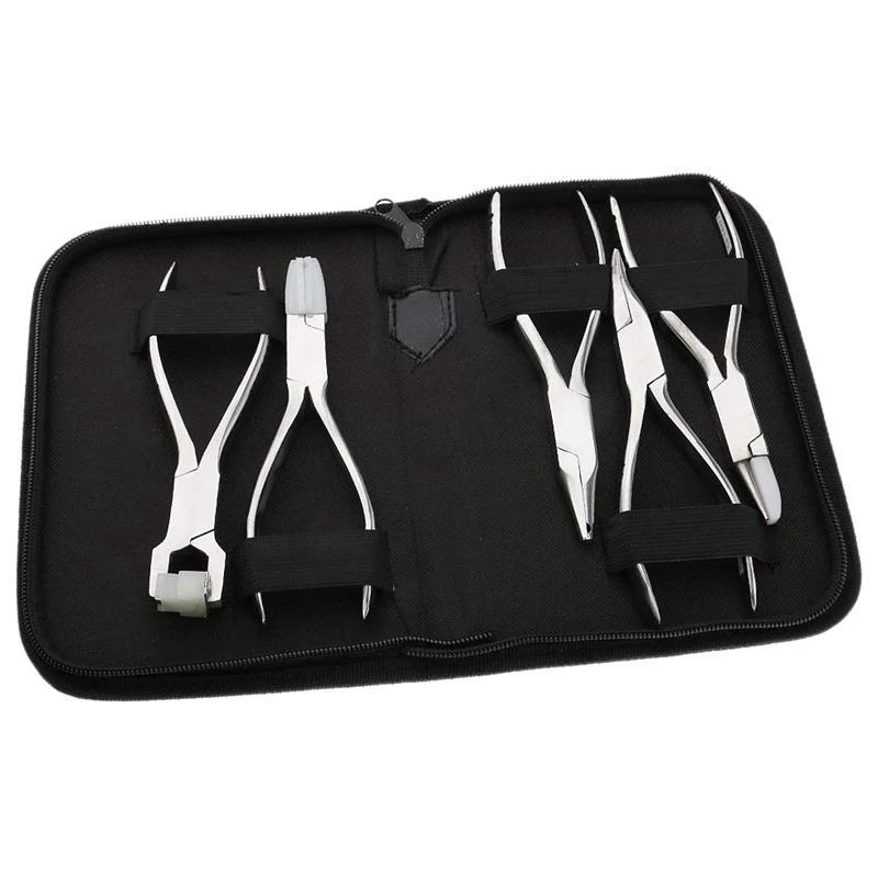 

ELEG-5Pcs Stainless Steel Optic Eye Glasses Optician Eyeglasses Frame Repair Optical Pliers Tools Kit with Black Pouch Bag