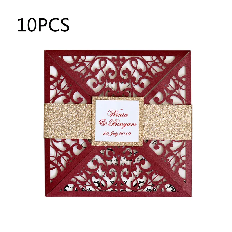 15*15CM Laser Cut Wedding Invitations Card Lace Elegant Greeting Card with Envelope Seal Business Wedding Party Decoration - Цвет: 04