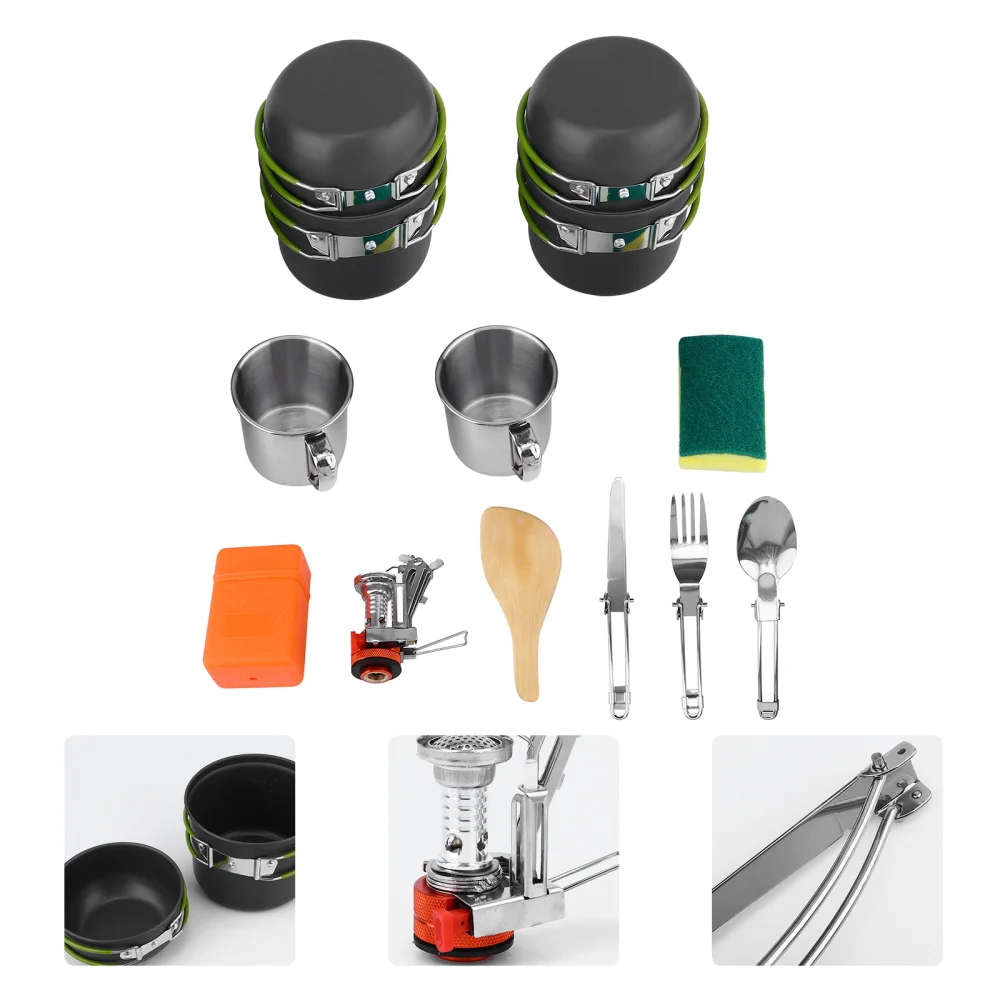 

1 Set Camping Cookware Folding Lightweight Durable Mess Kit Outdoor Cooker