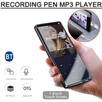 

OTG MP3 Player Voice Recorder Bluetooth 4.2 Touch Screen 1.8inch Portable HIFI 5D Music Player 8GB/16G Ultra Thin MP3 Player FM