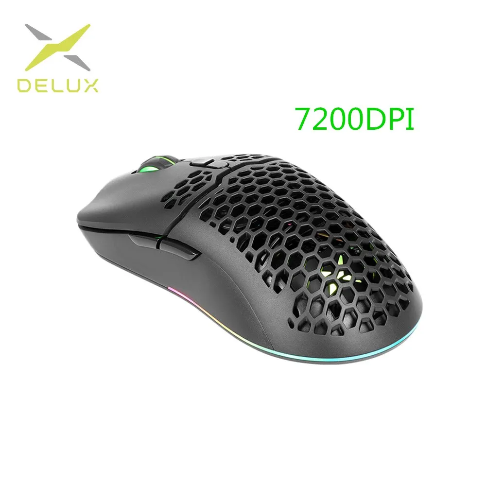 

Delux M700A 7200DPI New Lightweight Wired Mouse 67gÂ Programmable Buttons RGB Hollow-out Gaming Mice For Computer Gamer