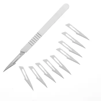 

10pcs 11# Carbon Steel Surgical Scalpel Blades + 1pc Handle Scalpel DIY Cutting Tool Repair Animal Surgical Knife