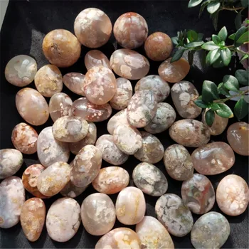 

Free Shipping ! Beautiful ! 1KG Natural Cherry Blossom Agate Palm Stone for Healing ZW