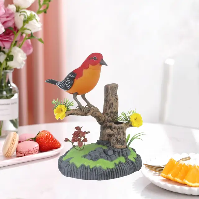 Simulated Sound Control Birds Parakeet Lovely 2 Units Parrot Electric Artificial Bird Toys Singing Bird Home Garden Decorations 3