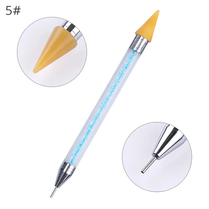 5 шт./компл. двухсторонняя ручка для дизайна ногтей хрустальные бусины Стразы для маникюра Пикер розовая ручка-паяльник инструменты для дизайна ногтей - Цвет: 5