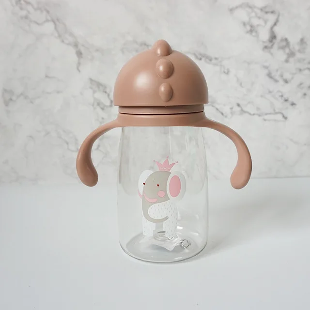 Детская школьная соломенная бутылка для питьевой воды с изображением животных из мультфильмов, соломенная чашка для детей с плечевым ремнем, 420 мл
