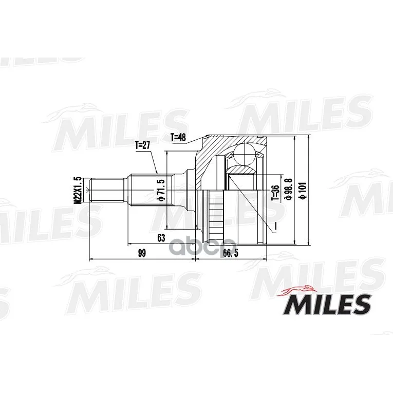 Шрус Mb Vito W638 2.2cdi 99-03 Нар. Abs Miles Ga20245 Miles арт. GA20245