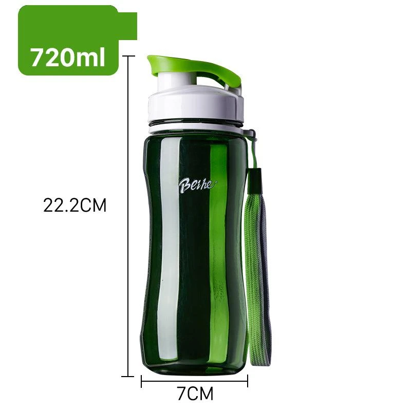 560ml/720ml High Capacity Plastic Water Bottle Outdoor Sport Portable Bottle Concise Bodybuilding Kettle Travel Cup Drinkware - Цвет: 720ml green