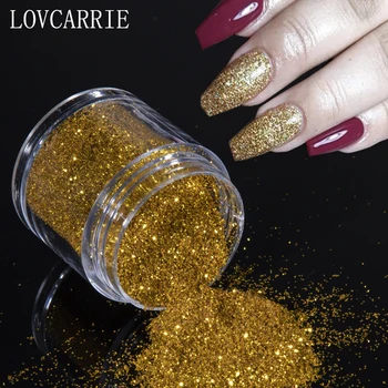 

LOVCARRIE Gold Nail Powder Glitter Pots Dip Powder Pigment 10ml Mix Size Shine Paillettes Nail Art Sequins Flakes for Nails Set