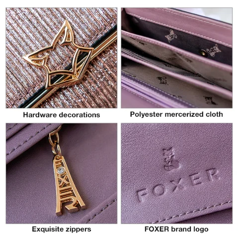 FOXER, Брендовые женские кошельки из спилка, женский клатч, модный держатель для монет, Роскошный кошелек для леди, женский длинный кошелек