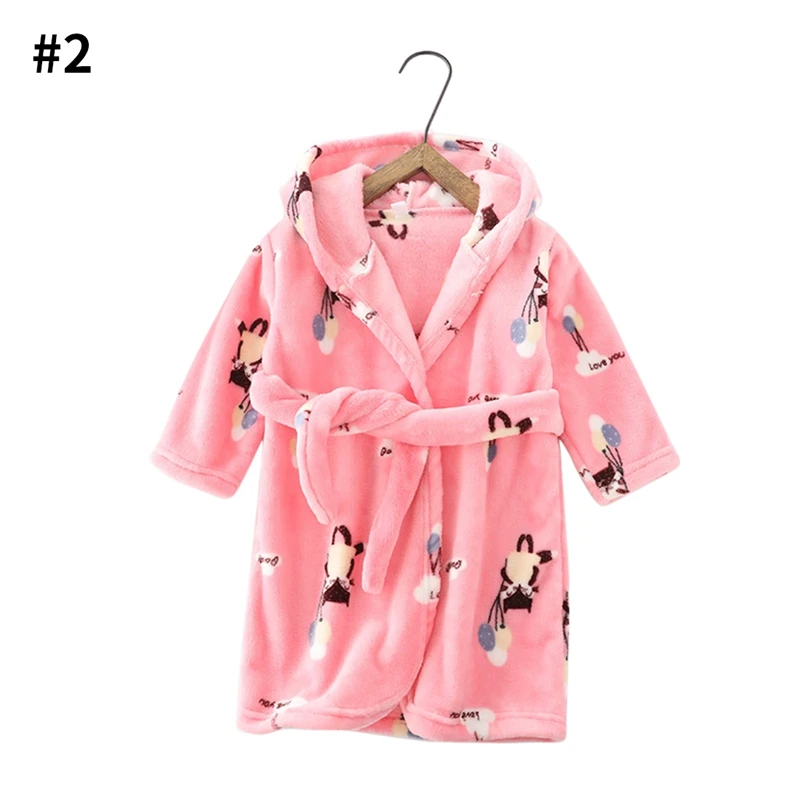 2 Kids Robes Thicken Boys Girls Winter Nightgown Flannel Hooded Kids Bathrobe Soft Children Bath Robe Children's Pajamas Homewear - Цвет: 2