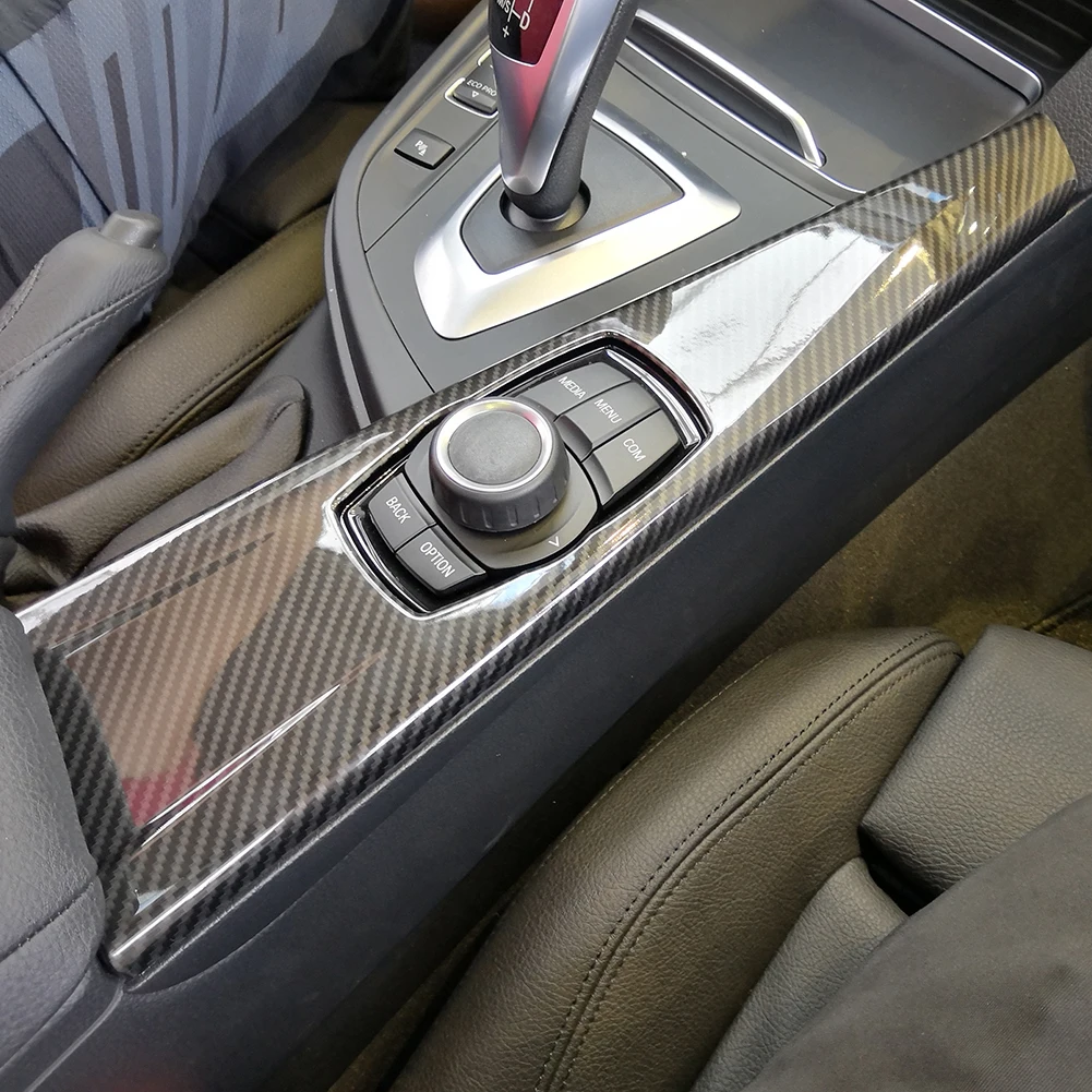 Car Carbon Fiber Multimedia Panel Cover Trim Interior Decoration Stickers For BMW 3 Series F30 F34 4 Series F33 F36 2014-2018