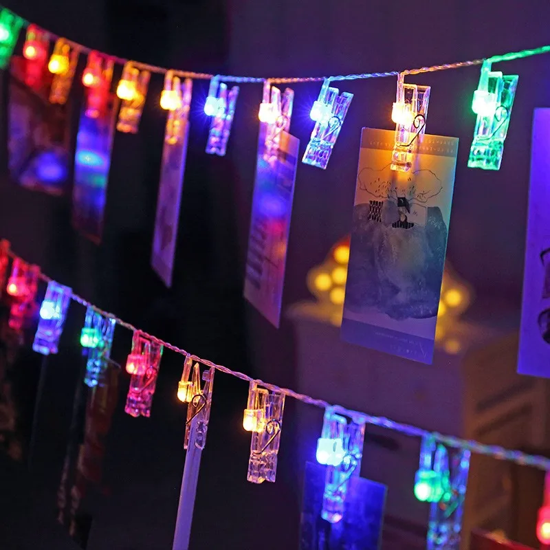 

1.5M 3M 6M Photo Clip Holder LED String lights LED Garland Decors for New Year Christmas Wedding Birthday Party Battery Powered